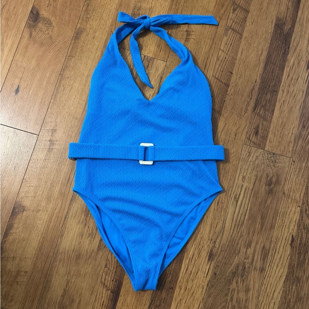 Shade & Shore Blue Halter One Piece Swimsuit